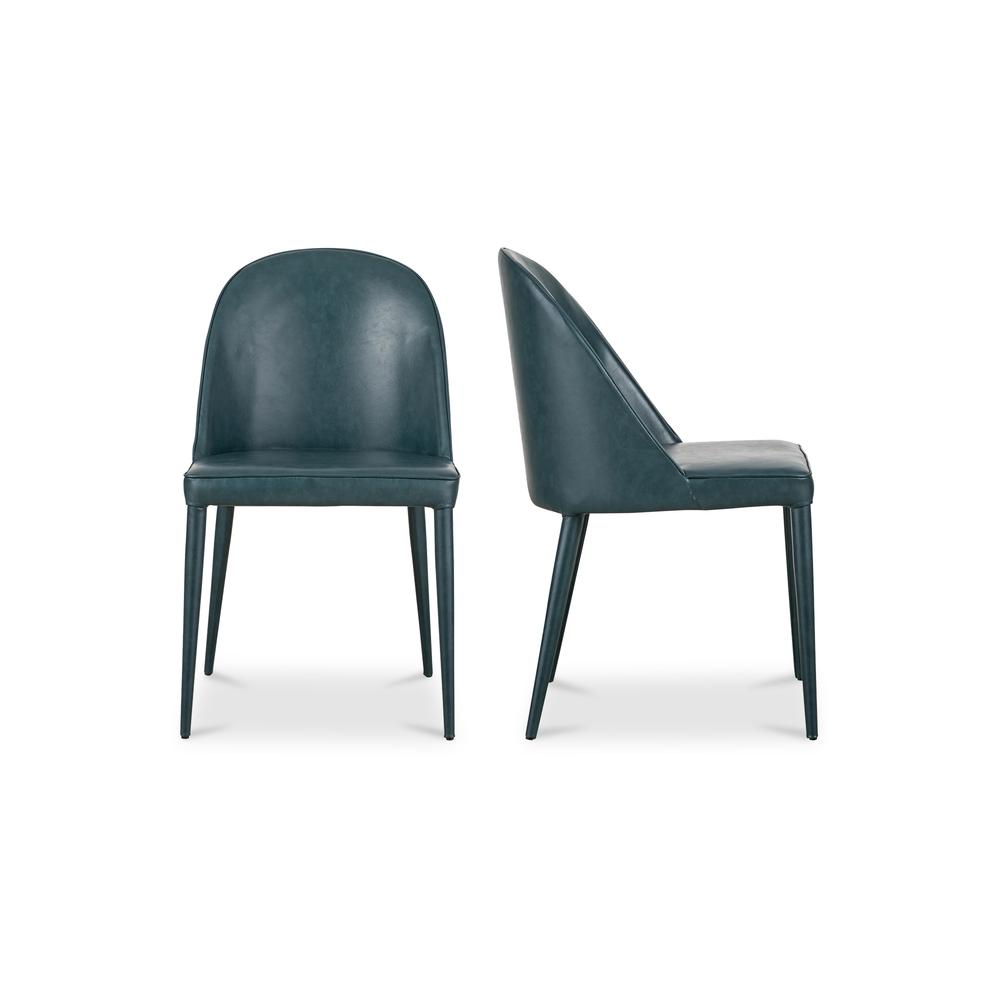 Burton Dining Chair Dark Teal Vegan Leather-Set Of Two. Picture 2