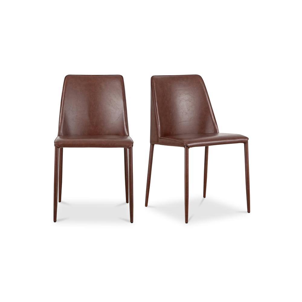 Nora Dining Chair Smoked Cherry Vegan Leather-Set Of Two. Picture 1
