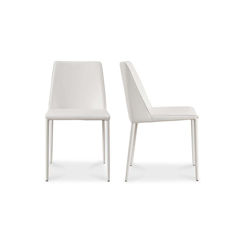 Nora Dining Chair White Vegan Leather-Set Of Two. Picture 1