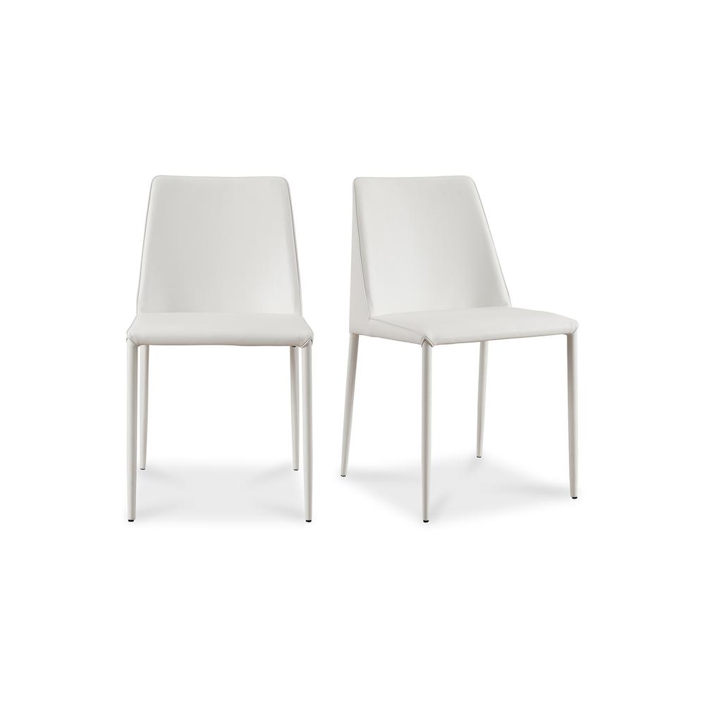 Nora Dining Chair White Vegan Leather-Set Of Two. Picture 2