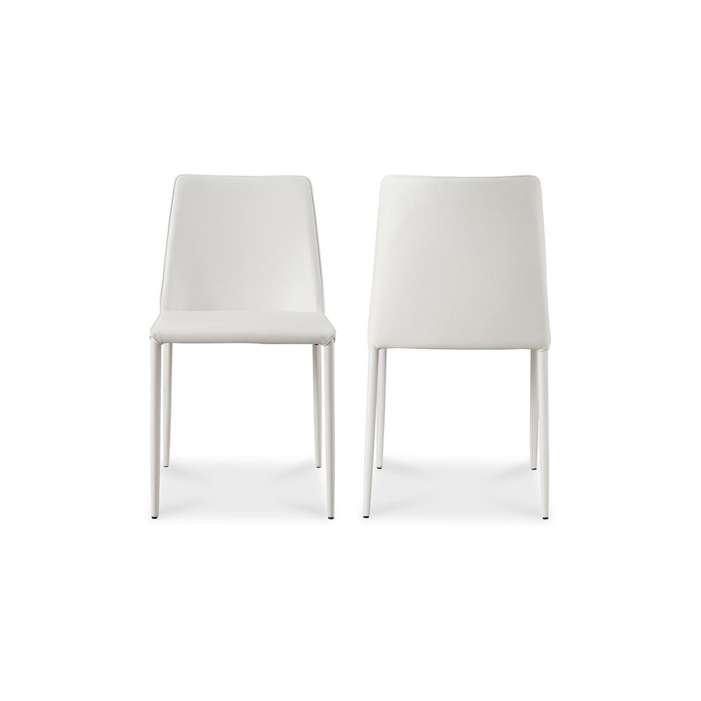 Nora Dining Chair White Vegan Leather-Set Of Two. Picture 3
