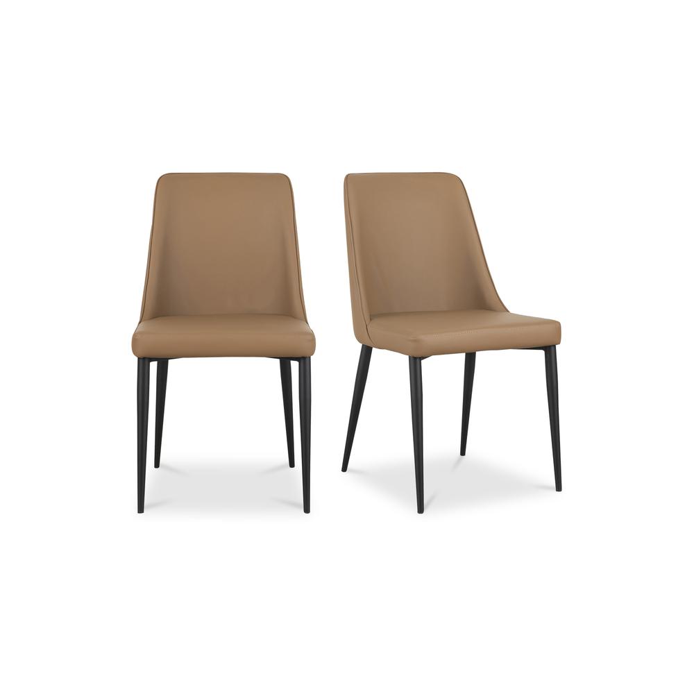 Lula Dining Chair Cool Tan Vegan Leather-Set Of Two. Picture 1