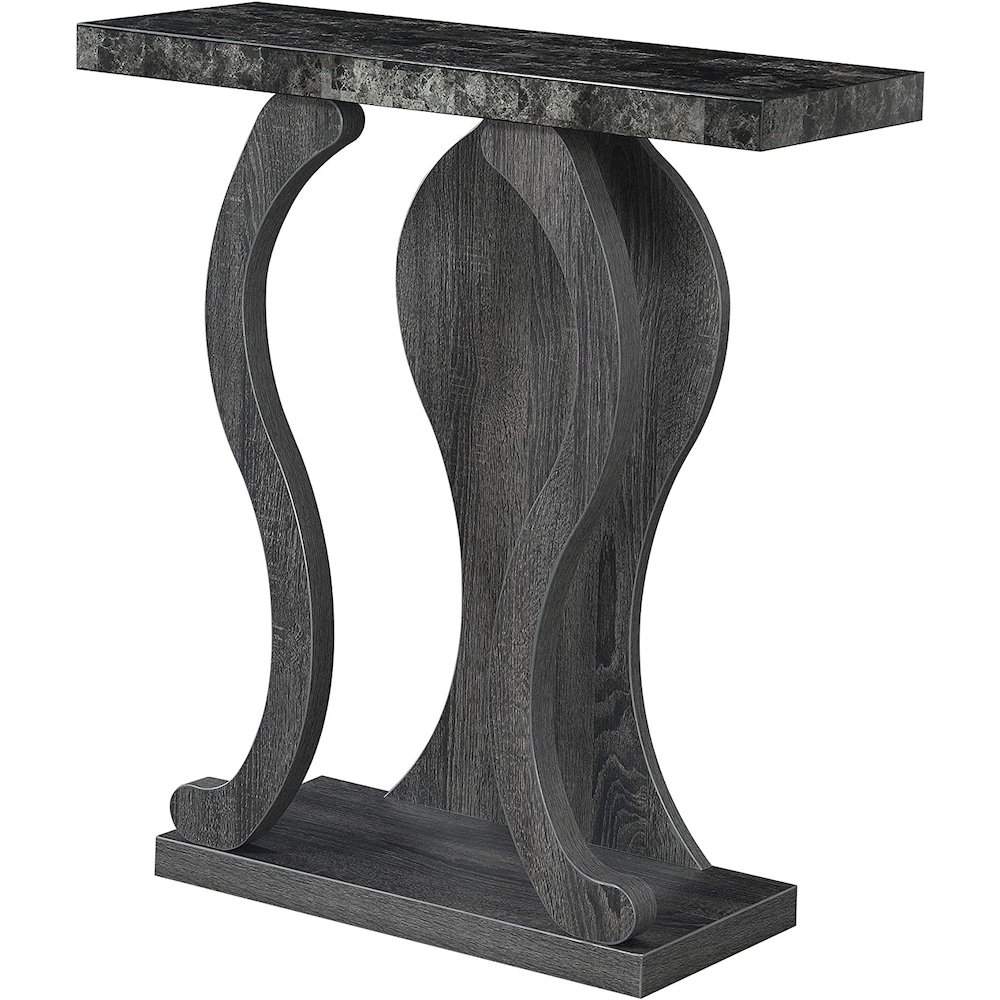 Newport Terry B Console Table with Shelf, Black Faux Marble/Weathered Gy. Picture 1