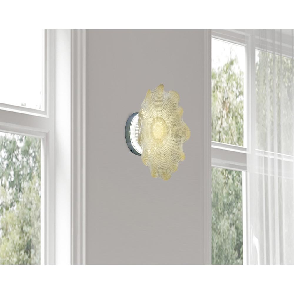 Beige Feather 20"D LED Hand Blown Art Glass Wall Light Fixture. Picture 2