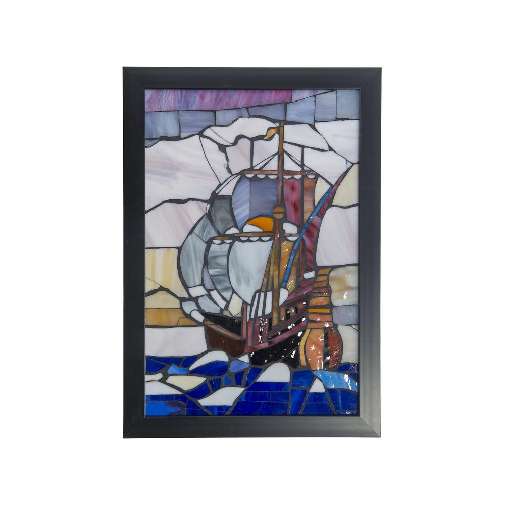 Sailboat Mosaic Art Glass Wall Panel. The main picture.
