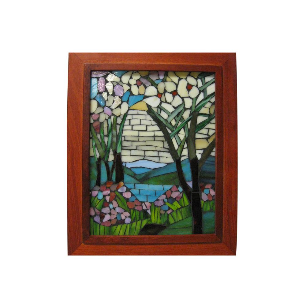 Springdale 10"H Magnolia Iris Mosaic Art Glass Wall Panel. Picture 1