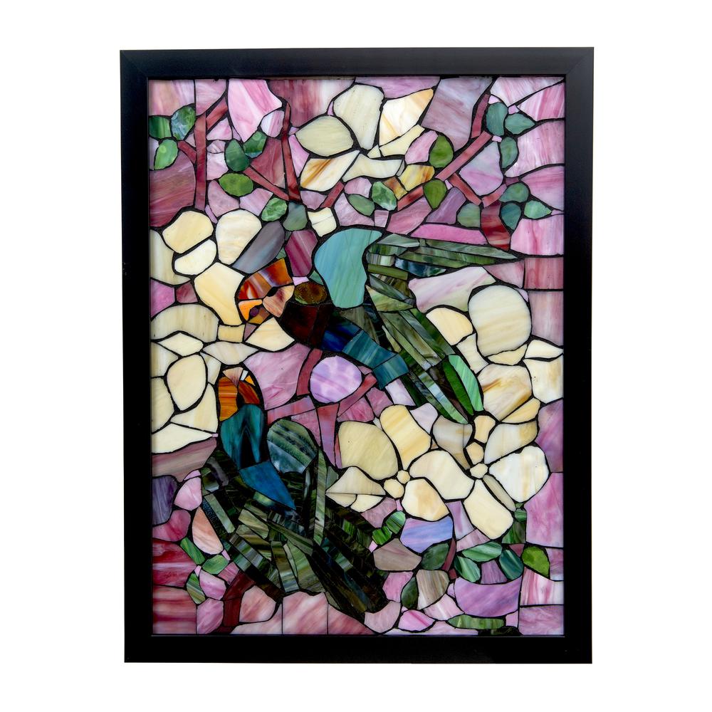 Parrots Mosaic Art Glass Window Panel. The main picture.