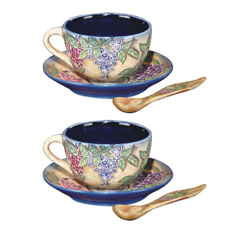Springdale 2.75"H Grape Vine 2-Piece Hand Painted Porcelain Cup And Saucer Set. The main picture.