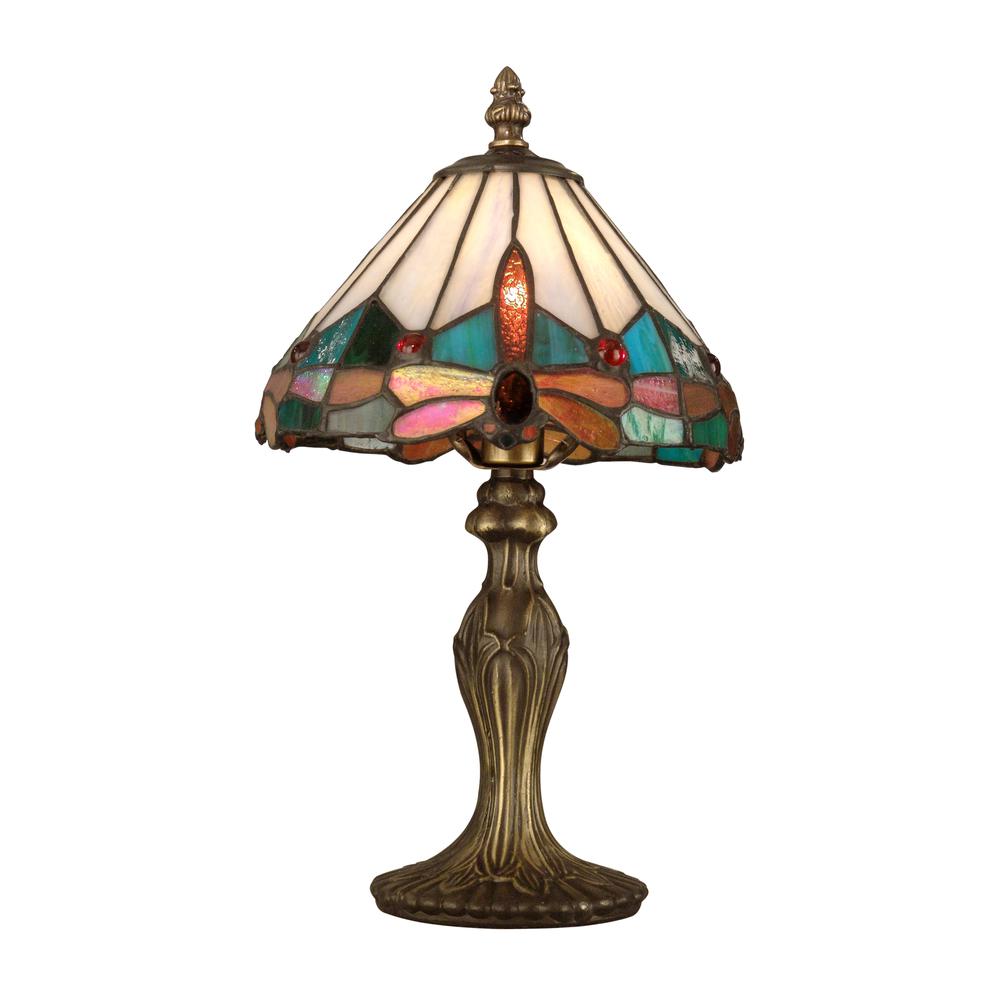Roseate Jewel Dragonfly Tiffany Accent Table Lamp. The main picture.