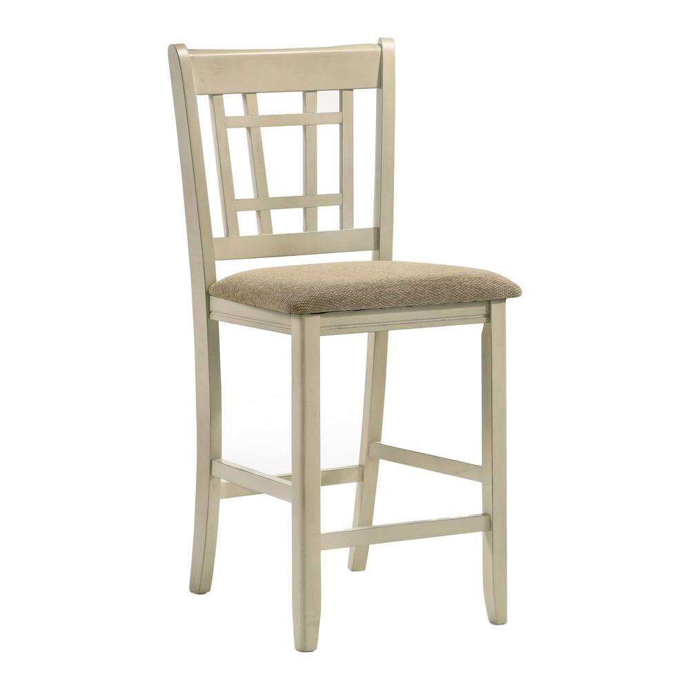 Bar stool, 24" Lattice Back in Rustic White & French Oak (Set of 2). Picture 1