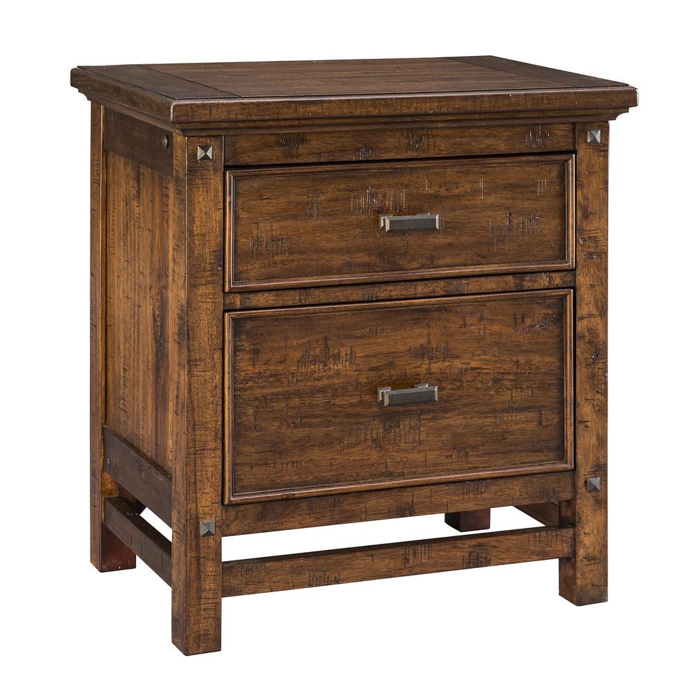 Nightstand, 2 Drawer in Vintage Acacia. Picture 1