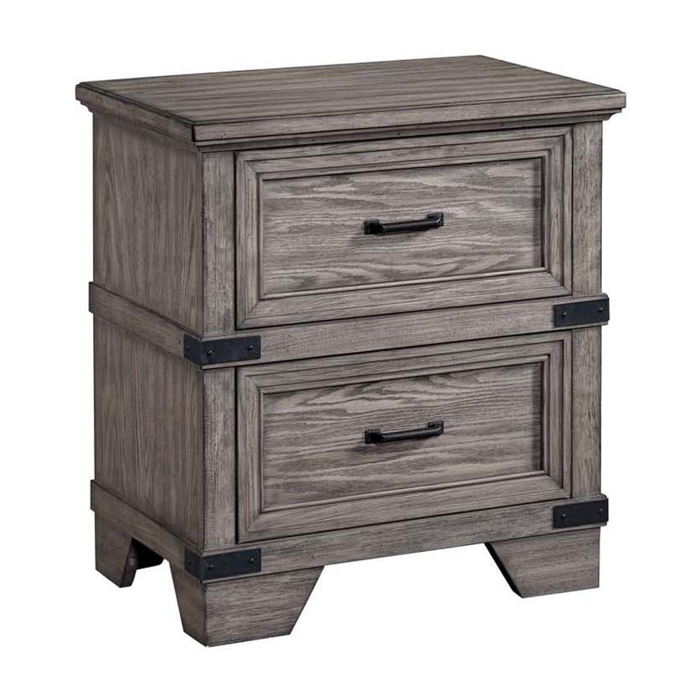 Nightstand, 2 Drawer in Brushed Steel. Picture 1