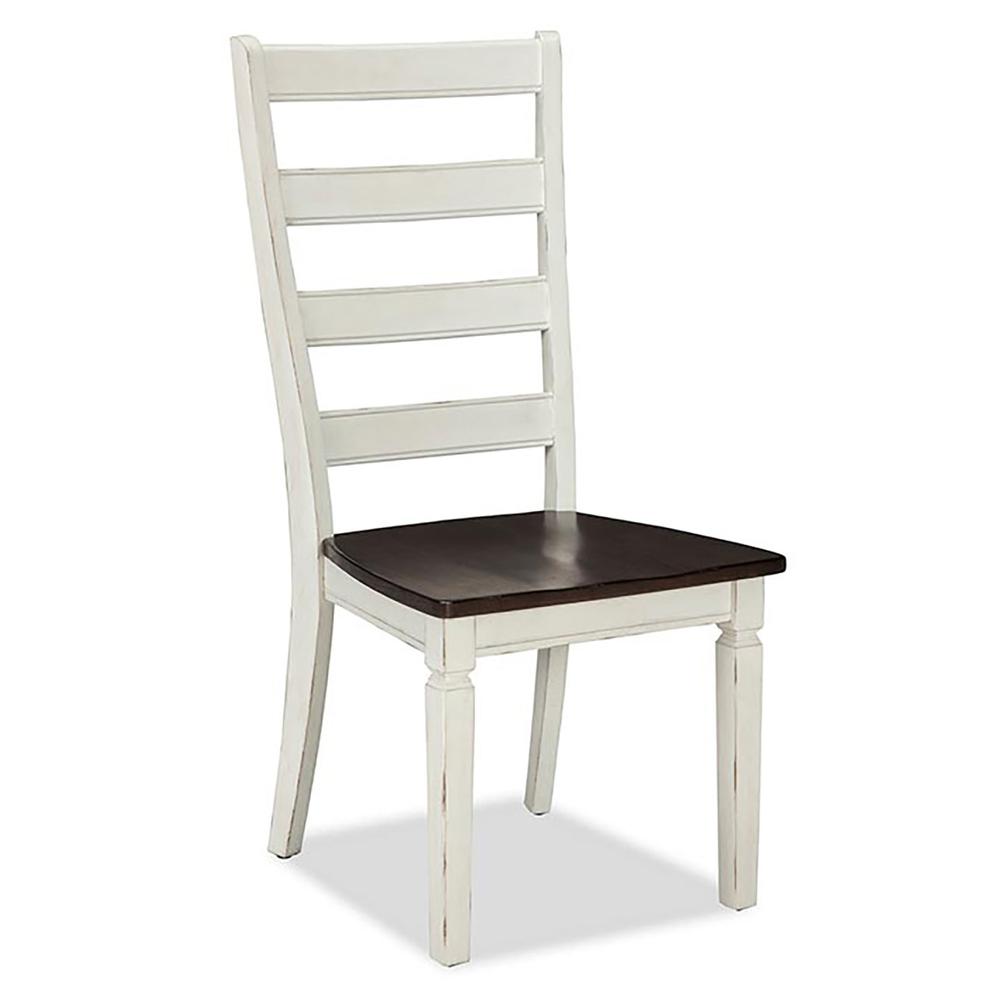 Glennwood Ladder Back Side Chair w/Wood Seat, Rubbed White and Charcol finish (Set of 2). Picture 1