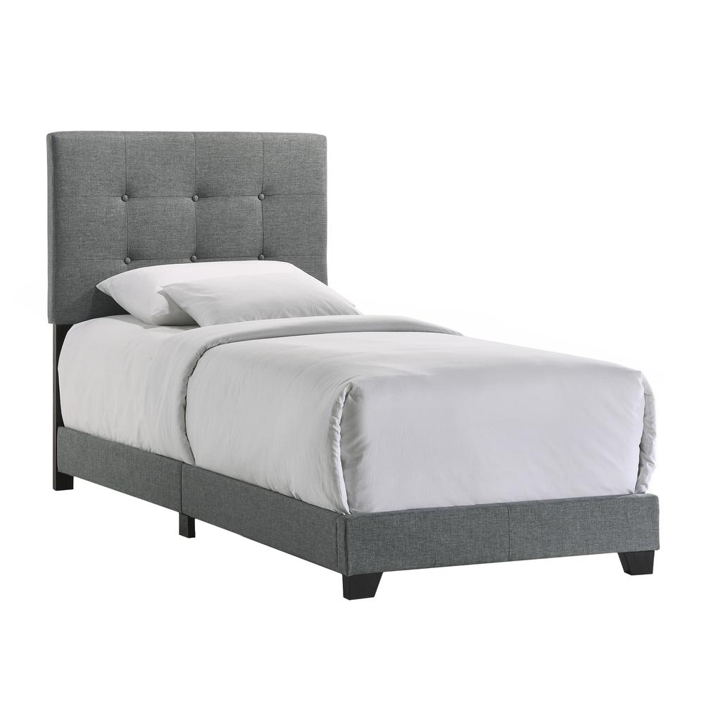 Addyson Twin UPH Bed in Addyson Gunmetal Fabric. Picture 1