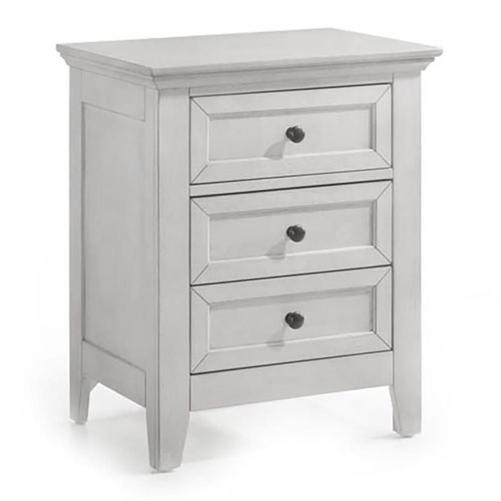 Nightstand, 3 Drawer in Rustic White. Picture 1