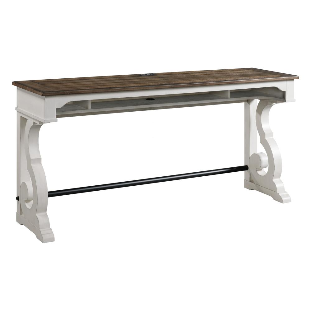 76 Sofa Bar Table in Rustic White & French Oak. Picture 1