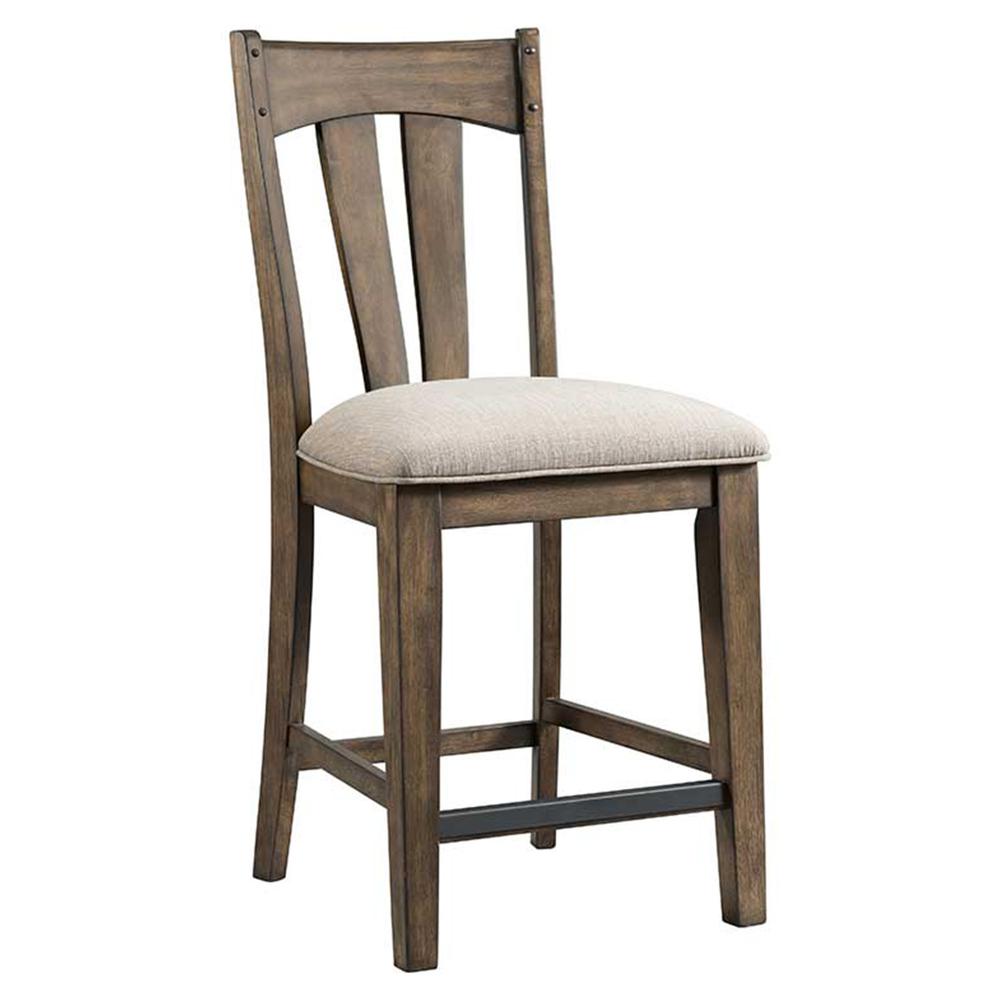 Bar stool, Splat Back w/Cushion Seat in Gun Powder Gray. Picture 1
