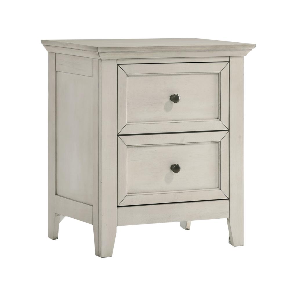 Nightstand, 2 Drawer in Rustic White. Picture 1