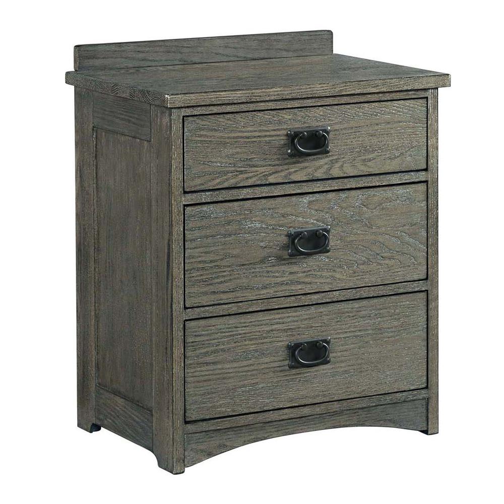 3 Drawer Nightstand in Brushed Pewter. Picture 1