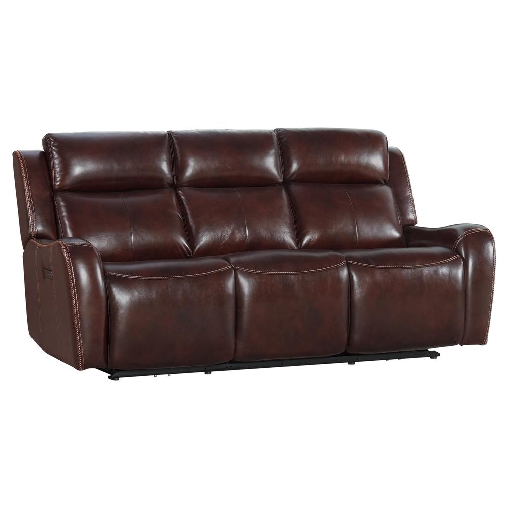 Dual-Pwr Sofa in TT Reddish Brown Leather. Picture 1