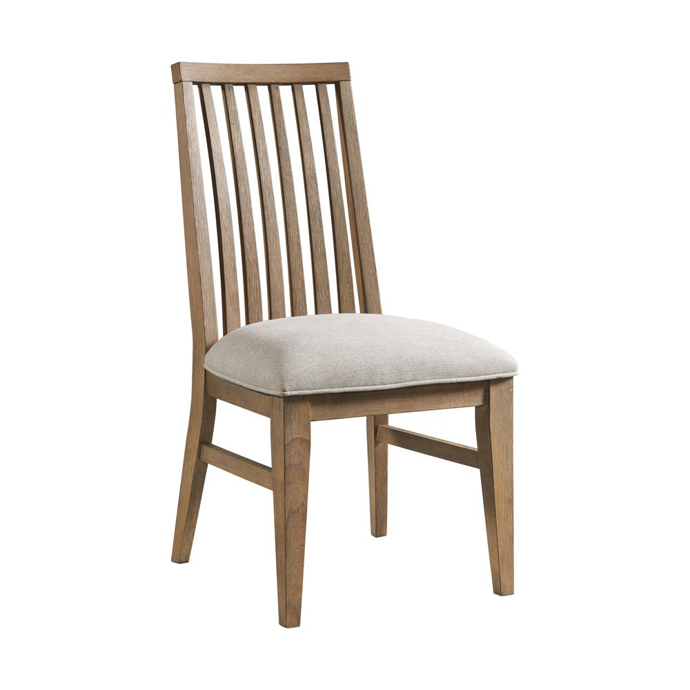 Chair, Slat Back w/Webbed Seat in Weathered Oak (Set of 2). Picture 1