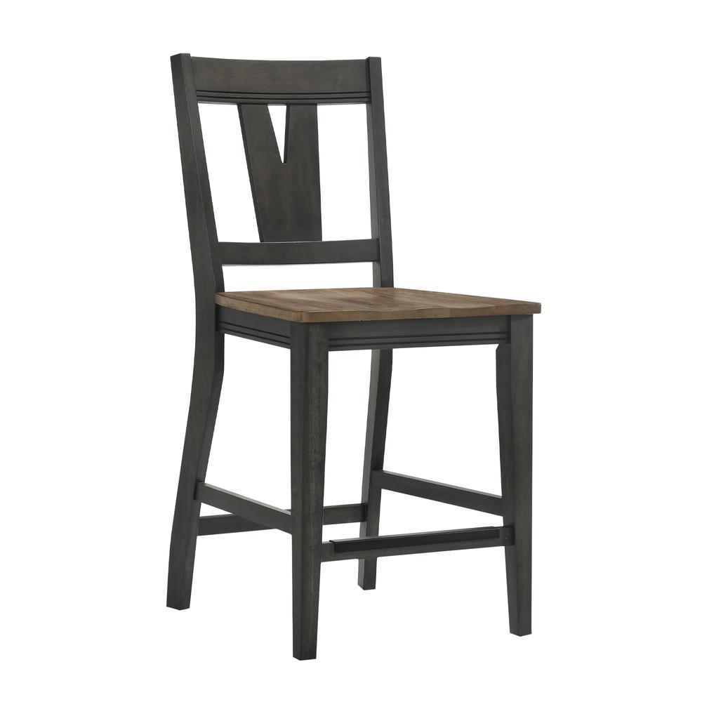Bar stool, Splat Back in Brushed Brown & Pecan (Set of 2). Picture 1