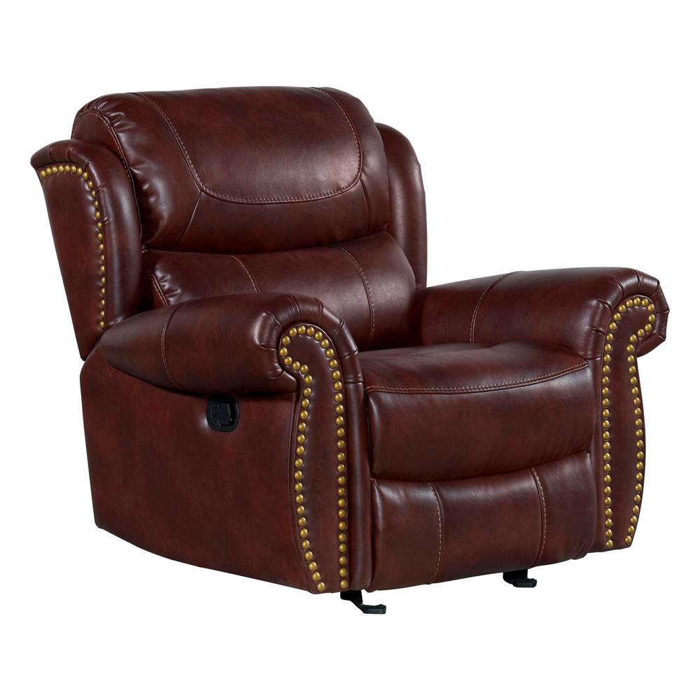 Manual Glider Recliner in Banner Mahogany. Picture 1