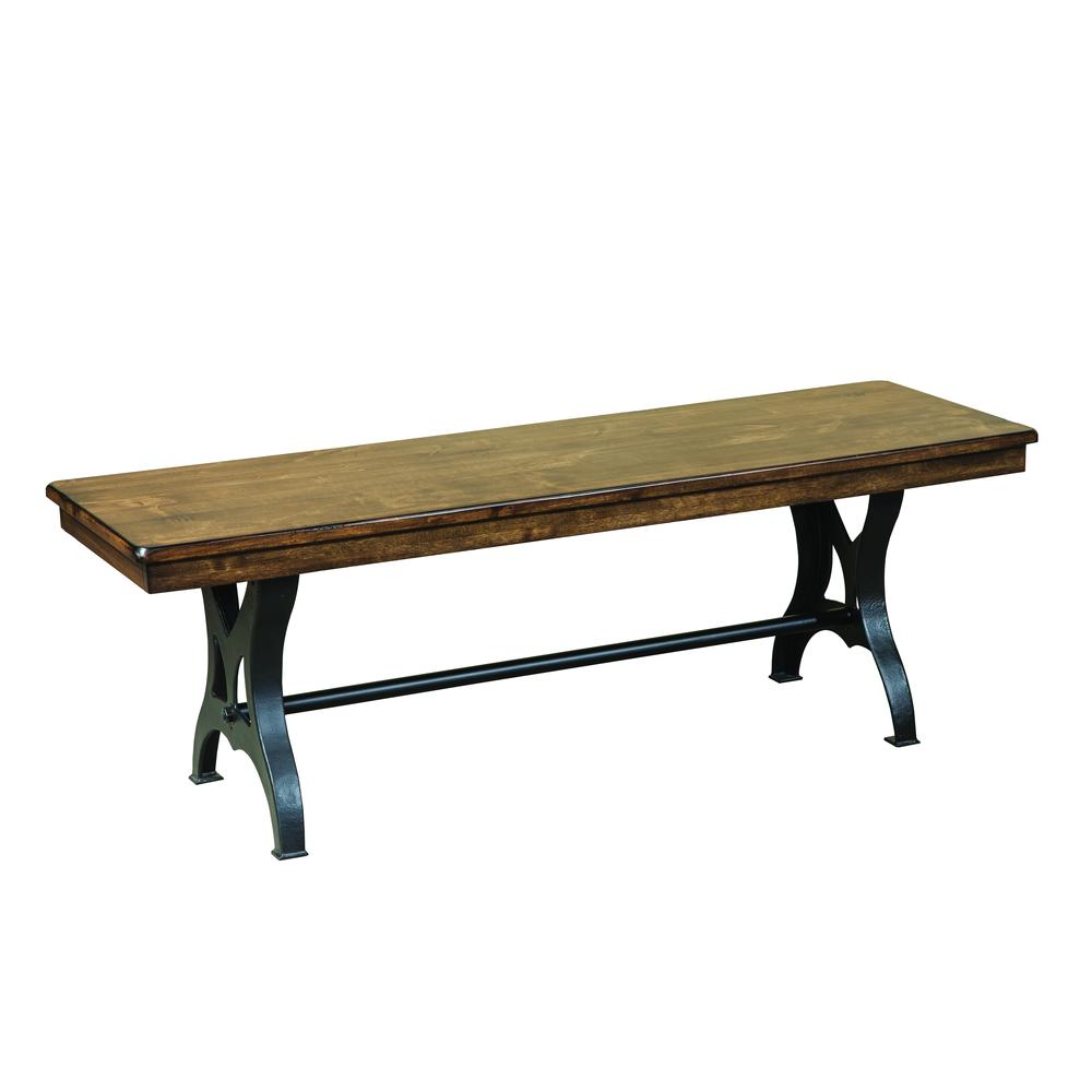 District Backless Dining Bench with Cast Iron Base. Picture 1