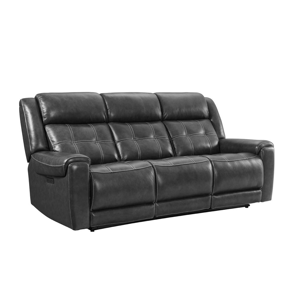 Dual-Power Sofa in Baron Charcoal Leather. Picture 1
