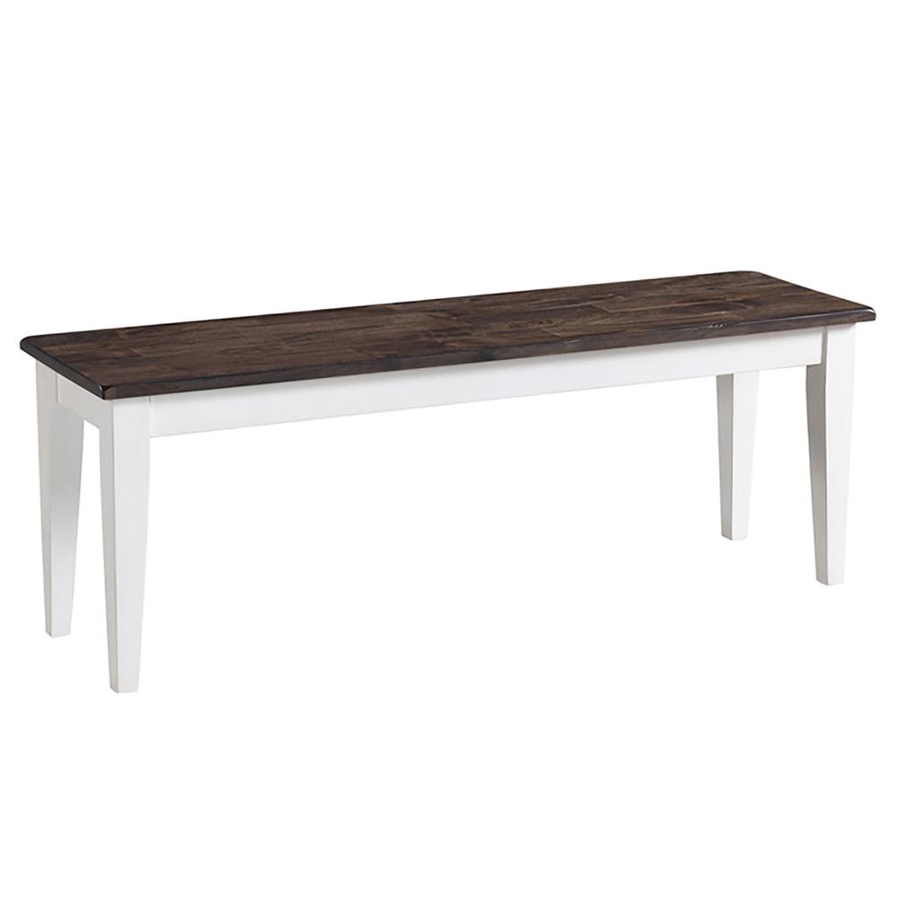 Bench, Backless w/Wood Seat in Gray & White. Picture 1