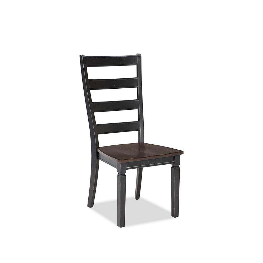Glennwood Ladder Back Side Chair w/Wood Seat, Rubbed Black and Charcol finish (Set of 2). Picture 1
