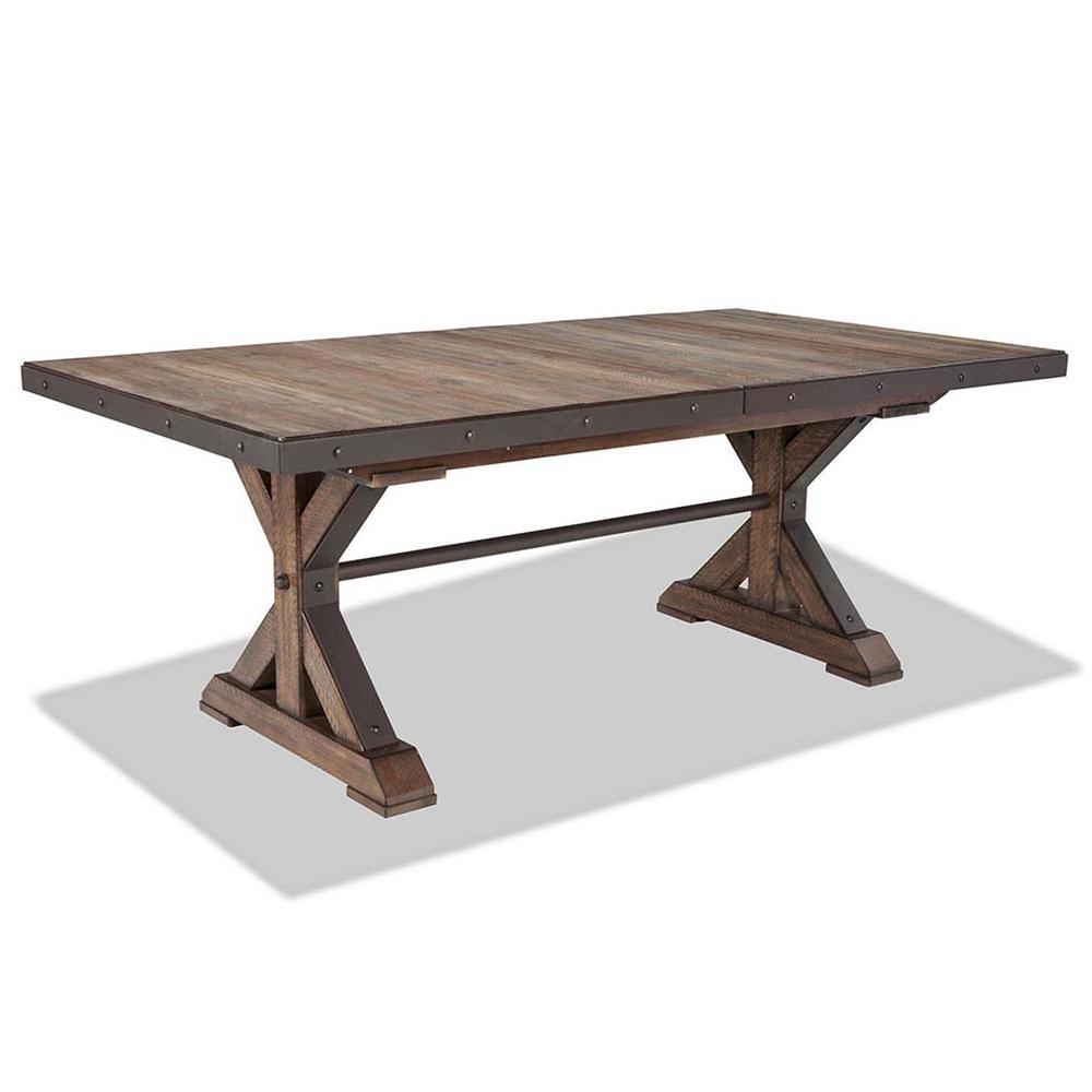 Taos Trestle Base Dining Table Multi Colored Brown Canyon Finish. Picture 1
