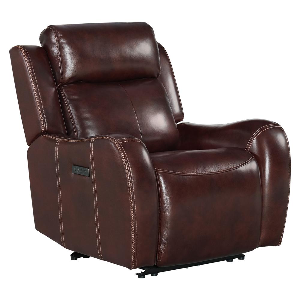 Dual-Pwr Recliner in TT Reddish Brown Leather. Picture 1