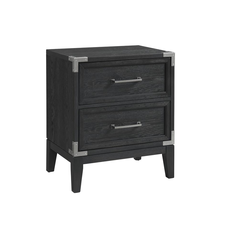 Nightstand, 2 Drawer in Weathered Steel. Picture 1