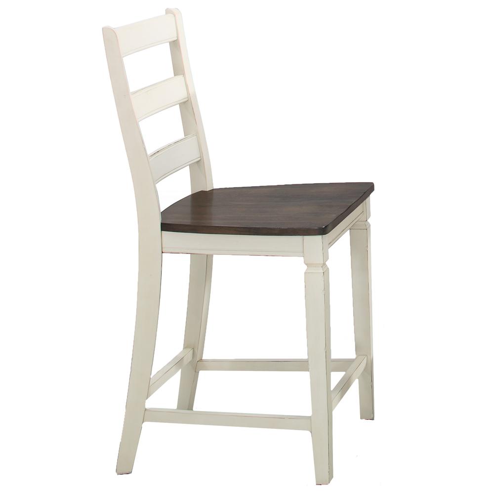Glennwood Ladder Back Barstool w/Wood Seat, Rubbed White and Charcol finish (Set of 2). Picture 1