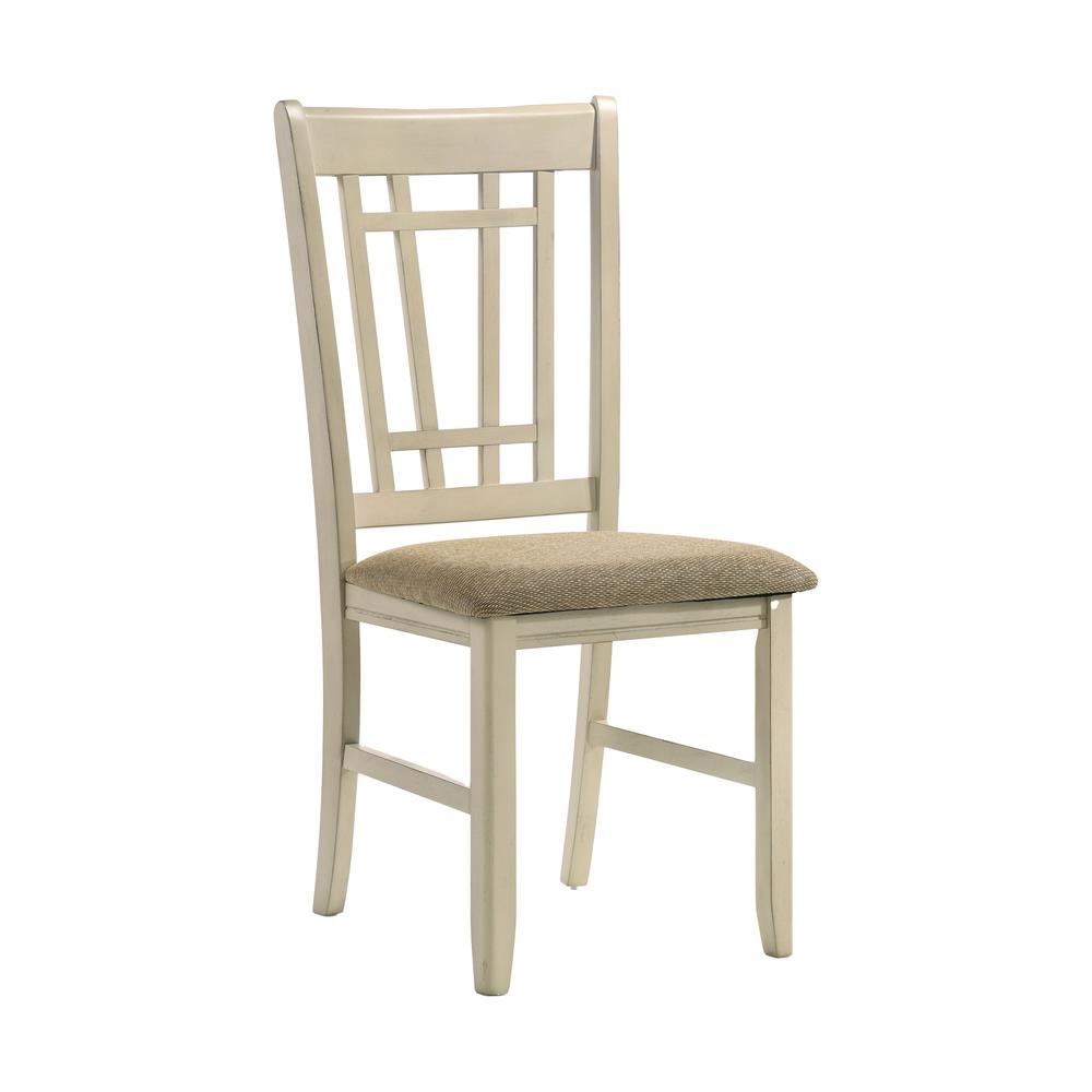 Chair, Lattice Back in Rustic White & French Oak (Set of 2). Picture 1