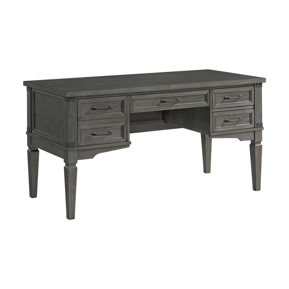 60" Half Ped Desk in Brushed Pewter. Picture 1