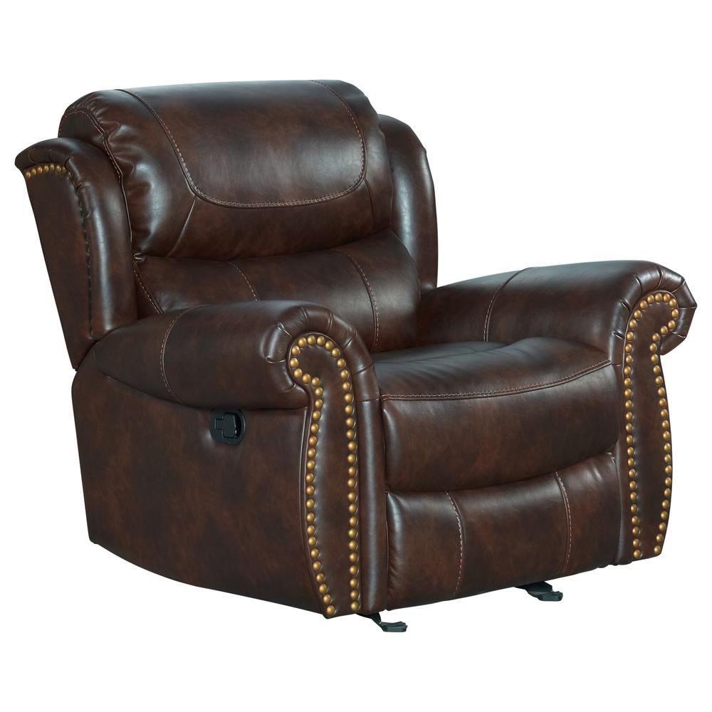 Manual Glider Recliner in Banner Tobacco. Picture 1