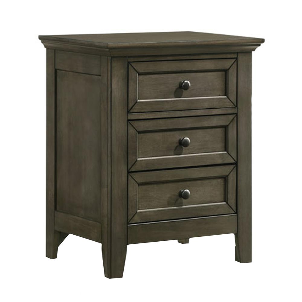 Nightstand, 3 Drawer in Gray. Picture 1