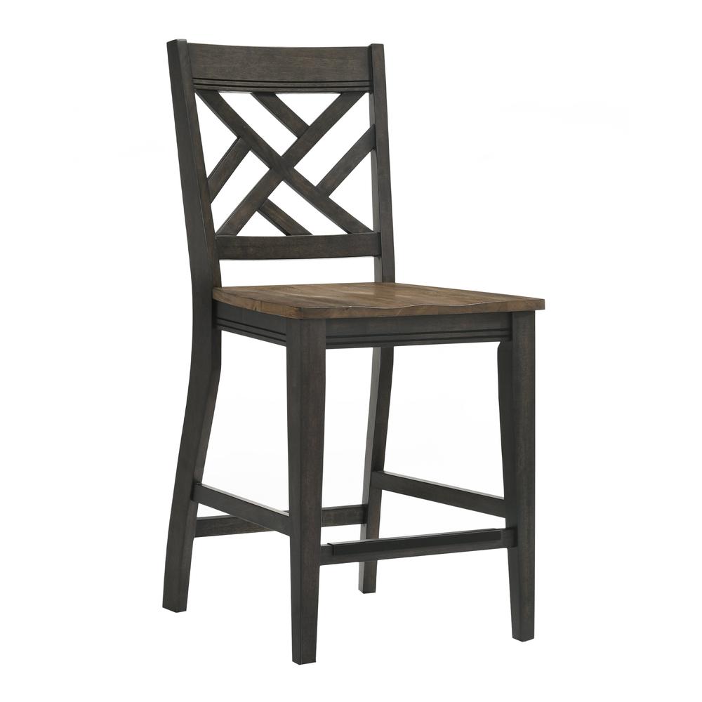 Bar stool, Lattice Back in Brushed Brown & Pecan (Set of 2). Picture 1