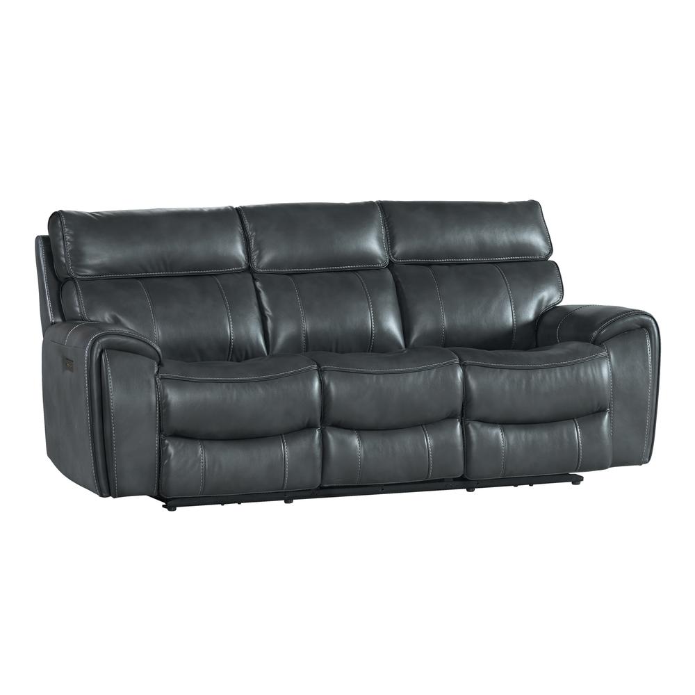 Dual-Pwr Recliner Sofa in Slate. Picture 1