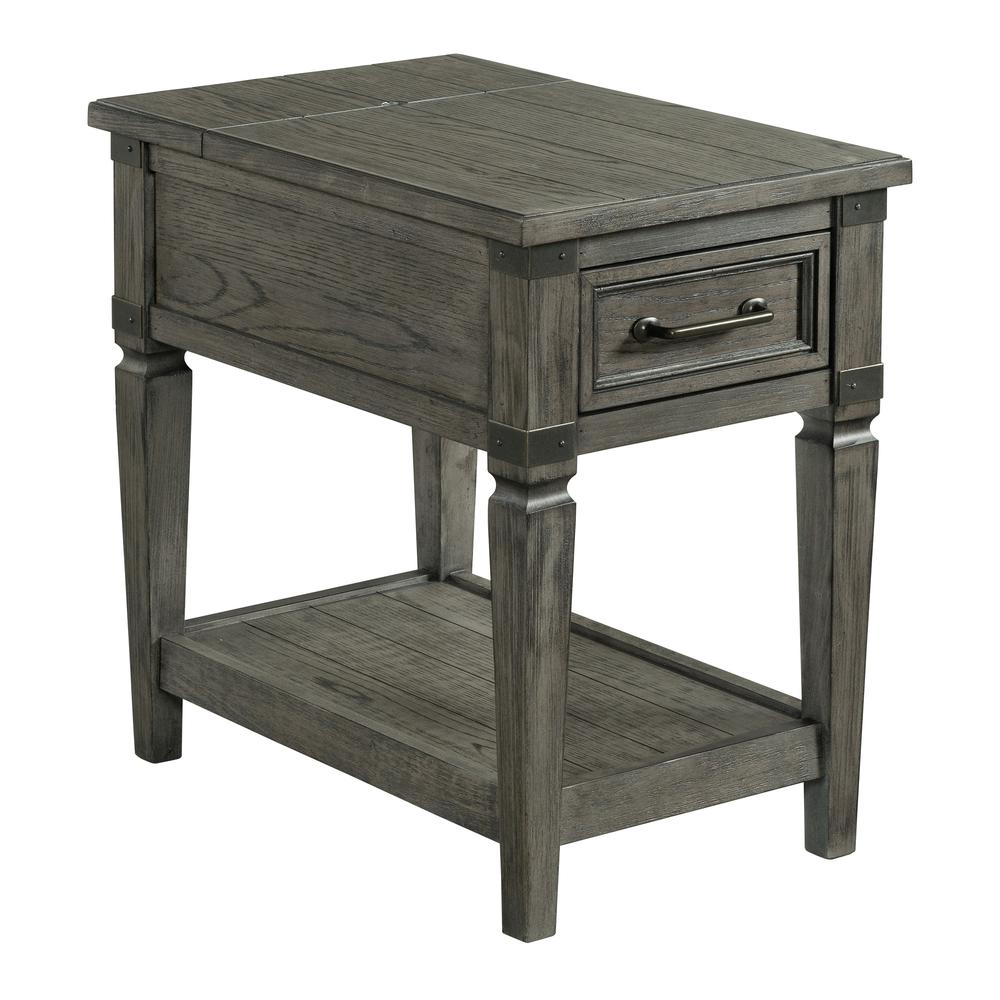 17" Chairside Table in Brushed Pewter. Picture 1