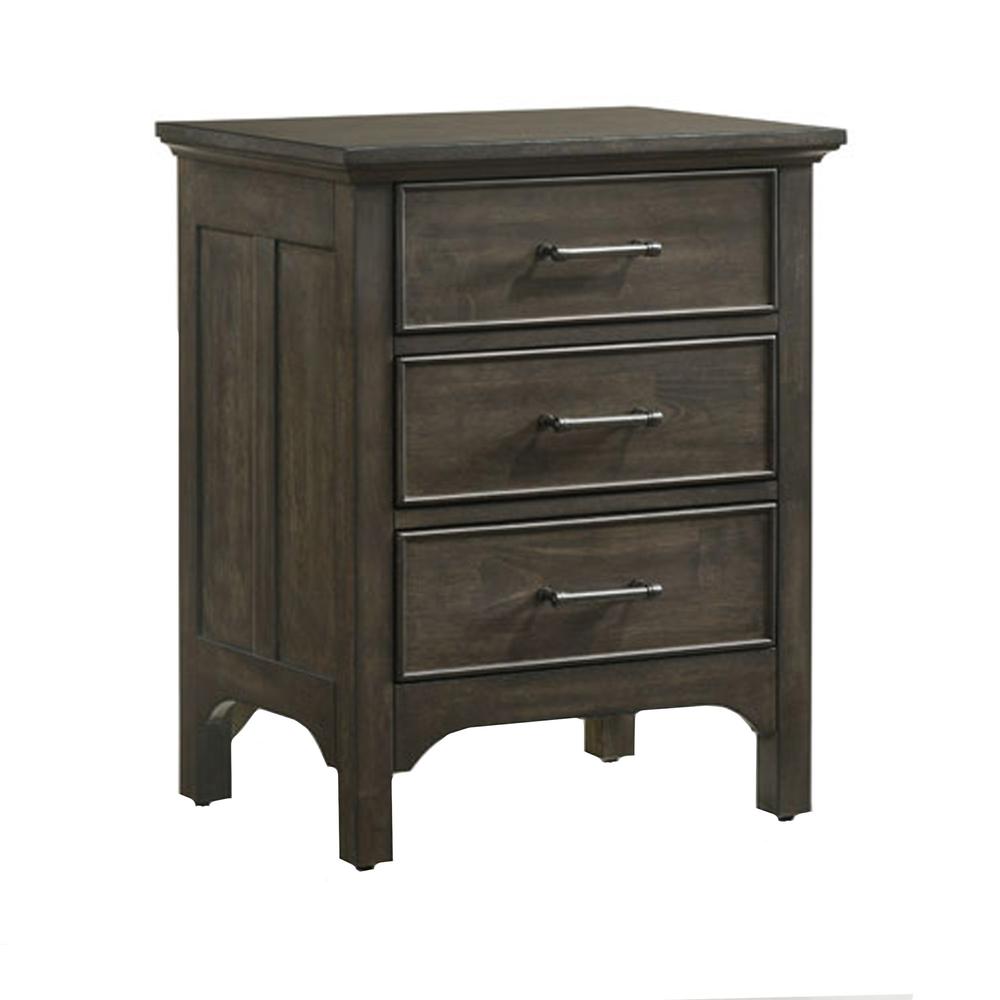 Nightstand, 3 Drawer in Brushed Charcoal. Picture 1