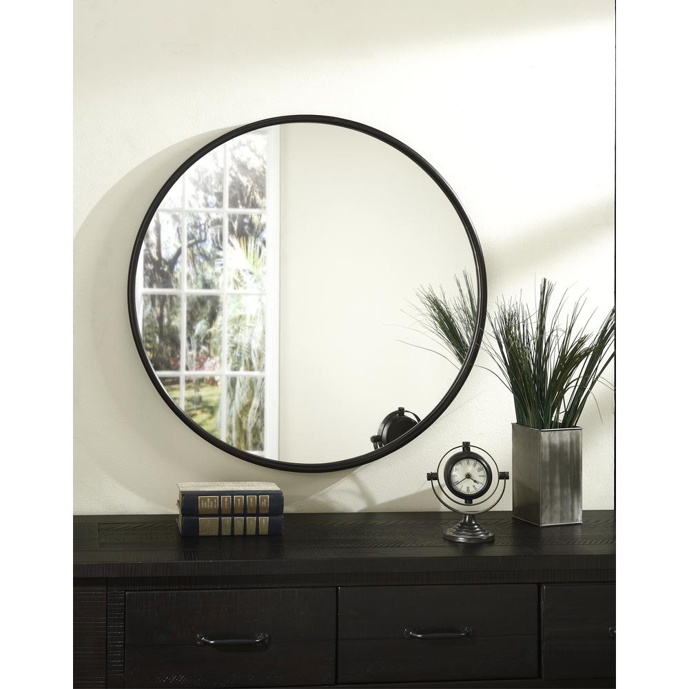 Martin Svensson Home 30" Oil Rubbed Bronze Framed Round Wall Mirror. Picture 1