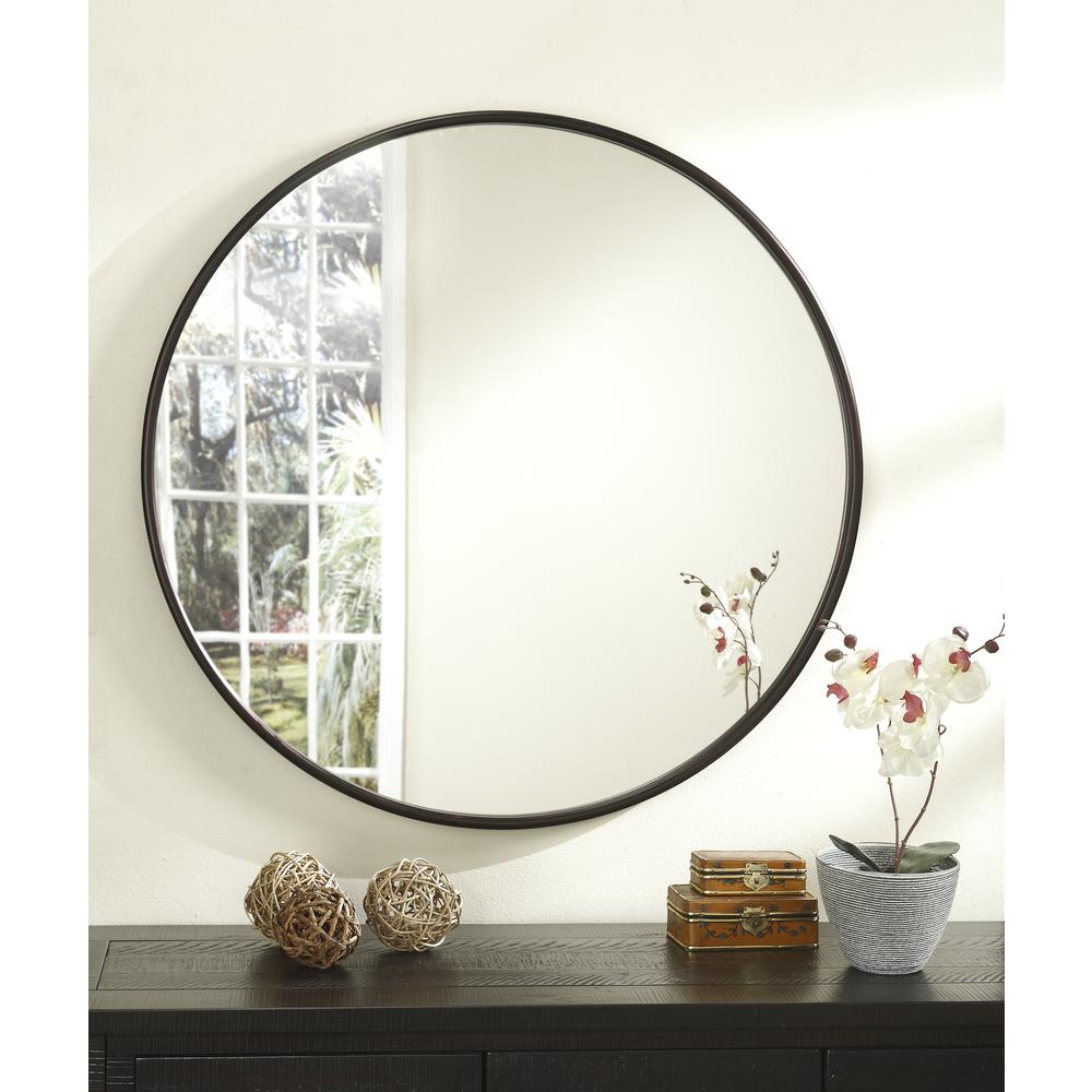 Martin Svensson Home 36" Oil Rubbed Bronze Framed Round Wall Mirror. Picture 1