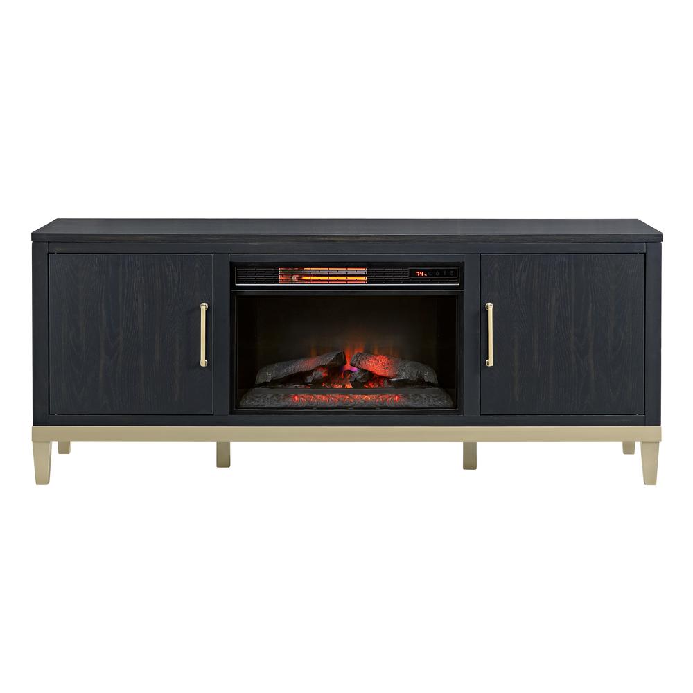 Manhattan TV Stand, Black Coffee with Fireplace. Picture 5