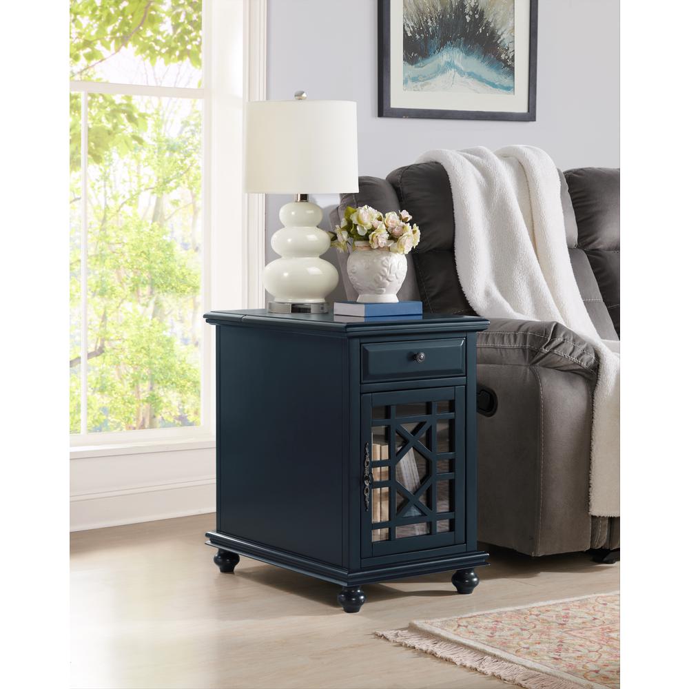 Elegant Chairside Table with Power, Catalina Blue. Picture 2