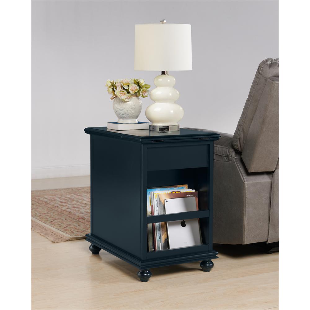 Elegant Chairside Table with Power, Catalina Blue. Picture 3