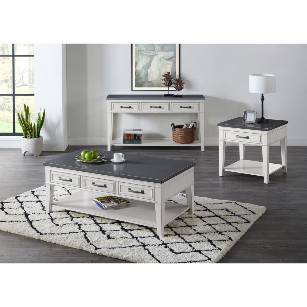 Martin Svensson Home Del Mar 3 Drawer Coffee Table, Antique White and Grey. Picture 5