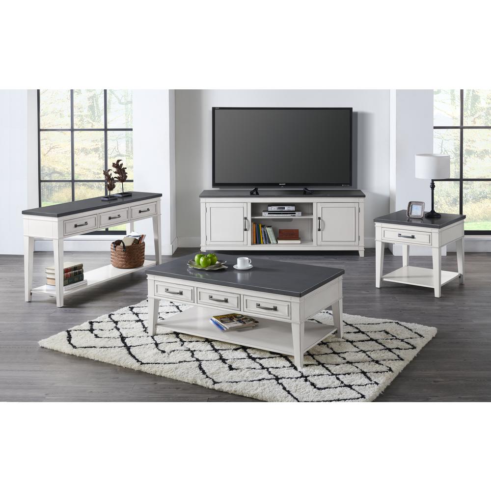 Martin Svensson Home Del Mar 3 Drawer Coffee Table, Antique White and Grey. Picture 6